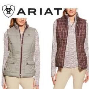 ARIAT Galway Reversible Equestrian Vest Grey Plum Womens Sz M